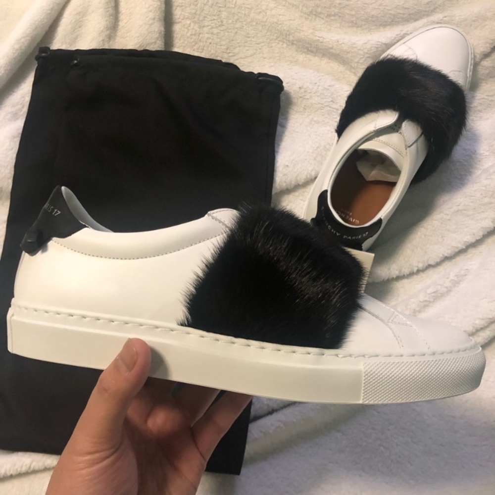Givenchy Black Mink Fur Slip On Urban Sneakers